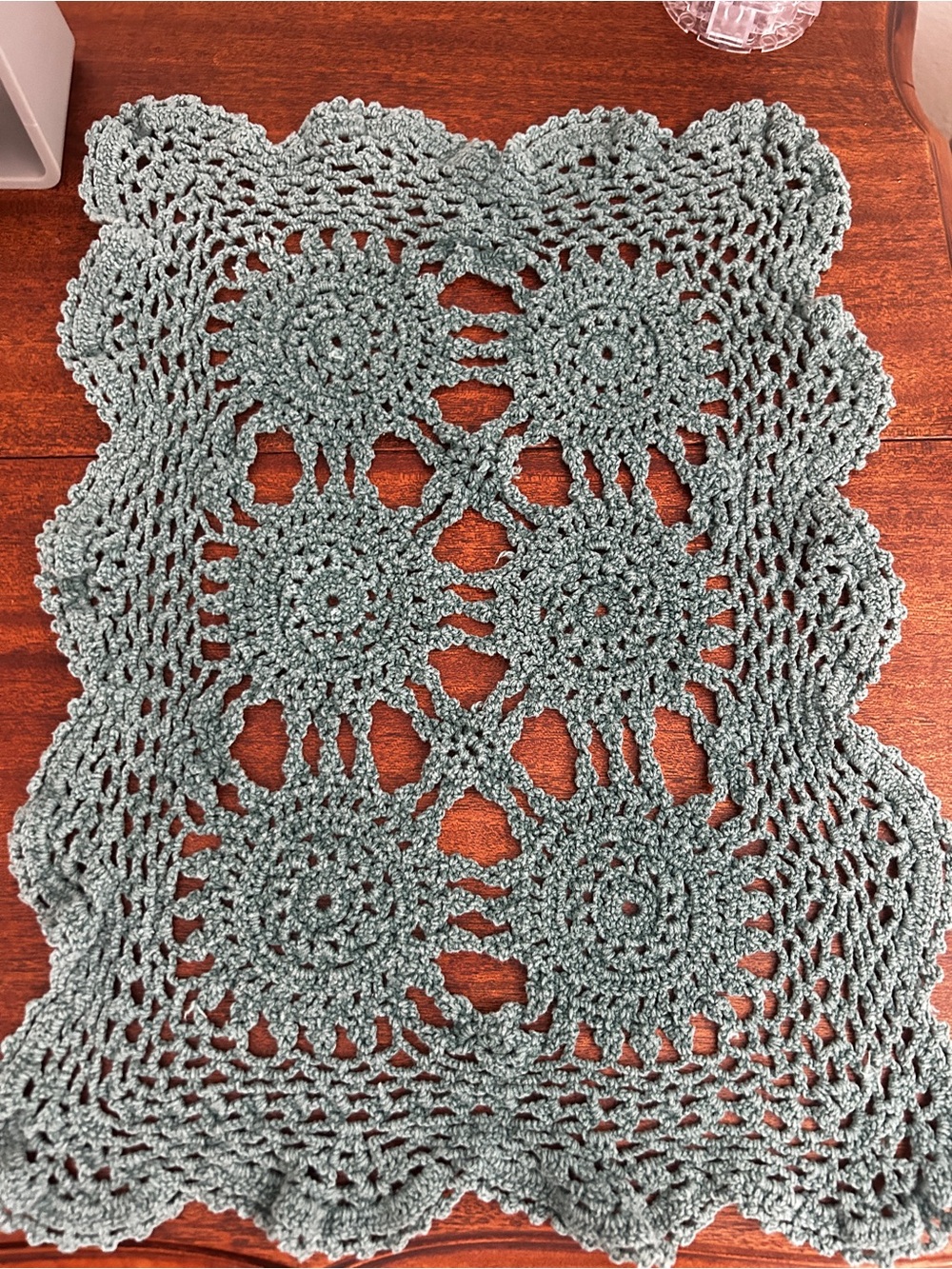 Handmade Crocheted Doily in Sage Green